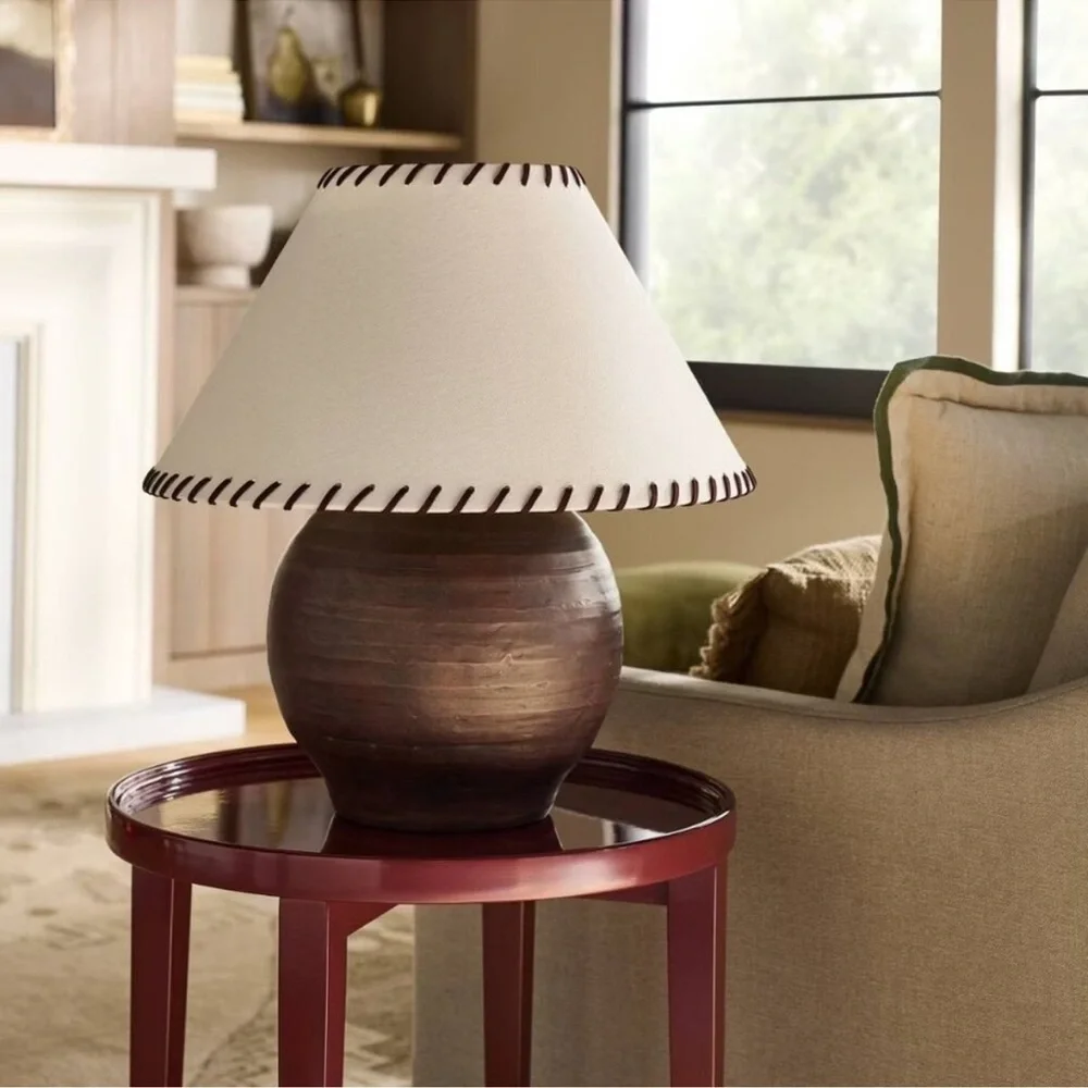 Large Earthy Table Lamp Whipstitch Shade - Threshold Studio‎ McGee - Target 2025